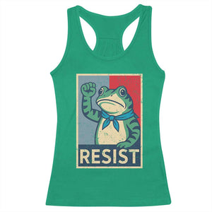 Frog Resist Racerback Tank Top Portland Frog Raised Fist Poster Graphic TS11 Irish Green Print Your Wear