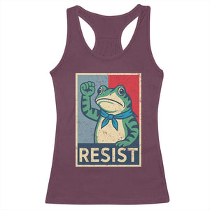 Frog Resist Racerback Tank Top Portland Frog Raised Fist Poster Graphic TS11 Maroon Print Your Wear