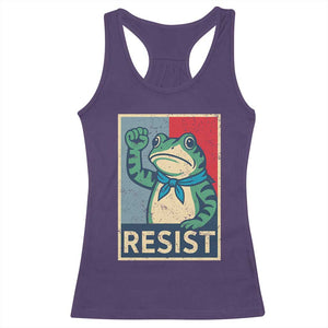 Frog Resist Racerback Tank Top Portland Frog Raised Fist Poster Graphic TS11 Purple Print Your Wear