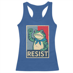 Frog Resist Racerback Tank Top Portland Frog Raised Fist Poster Graphic TS11 Royal Blue Print Your Wear