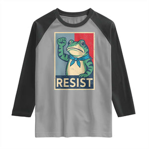 Frog Resist Raglan Shirt Portland Frog Raised Fist Poster Graphic TS11 Sport Gray Black Print Your Wear