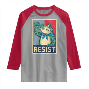 Frog Resist Raglan Shirt Portland Frog Raised Fist Poster Graphic TS11 Sport Gray Red Print Your Wear