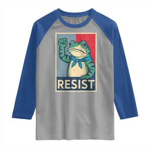 Frog Resist Raglan Shirt Portland Frog Raised Fist Poster Graphic TS11 Sport Gray Royal Print Your Wear