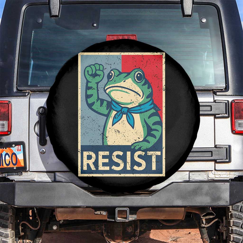 Frog Resist Spare Tire Cover Portland Frog Raised Fist Poster Graphic TS11 No hole Black Print Your Wear