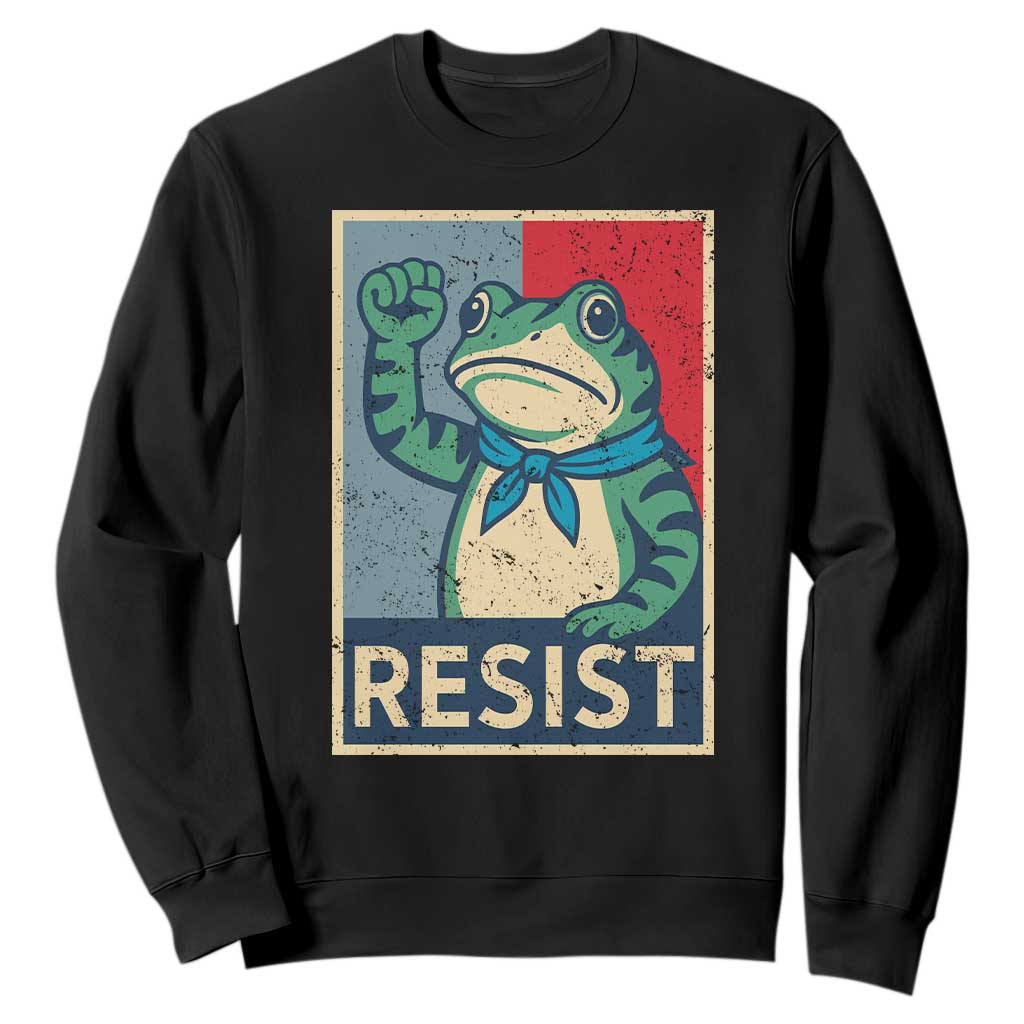 Frog Resist Sweatshirt Portland Frog Raised Fist Poster Graphic TS11 Black Print Your Wear