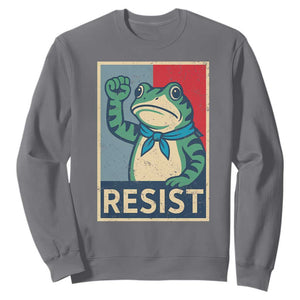 Frog Resist Sweatshirt Portland Frog Raised Fist Poster Graphic TS11 Charcoal Print Your Wear
