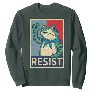 Frog Resist Sweatshirt Portland Frog Raised Fist Poster Graphic TS11 Dark Forest Green Print Your Wear