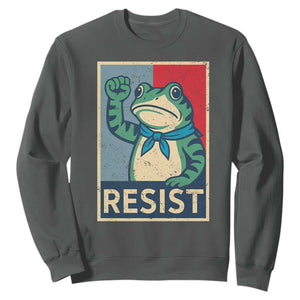 Frog Resist Sweatshirt Portland Frog Raised Fist Poster Graphic TS11 Dark Heather Print Your Wear