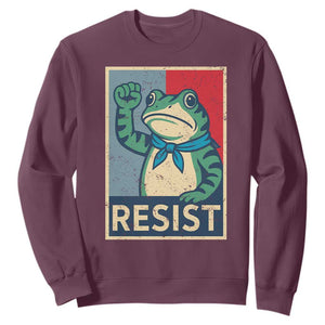 Frog Resist Sweatshirt Portland Frog Raised Fist Poster Graphic TS11 Maroon Print Your Wear