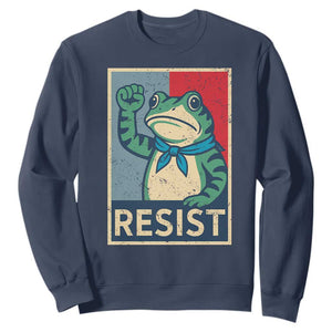 Frog Resist Sweatshirt Portland Frog Raised Fist Poster Graphic TS11 Navy Print Your Wear