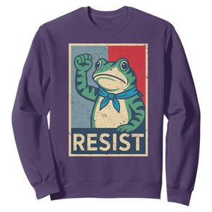 Frog Resist Sweatshirt Portland Frog Raised Fist Poster Graphic TS11 Purple Print Your Wear