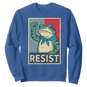 Frog Resist Sweatshirt Portland Frog Raised Fist Poster Graphic TS11 Royal Blue Print Your Wear