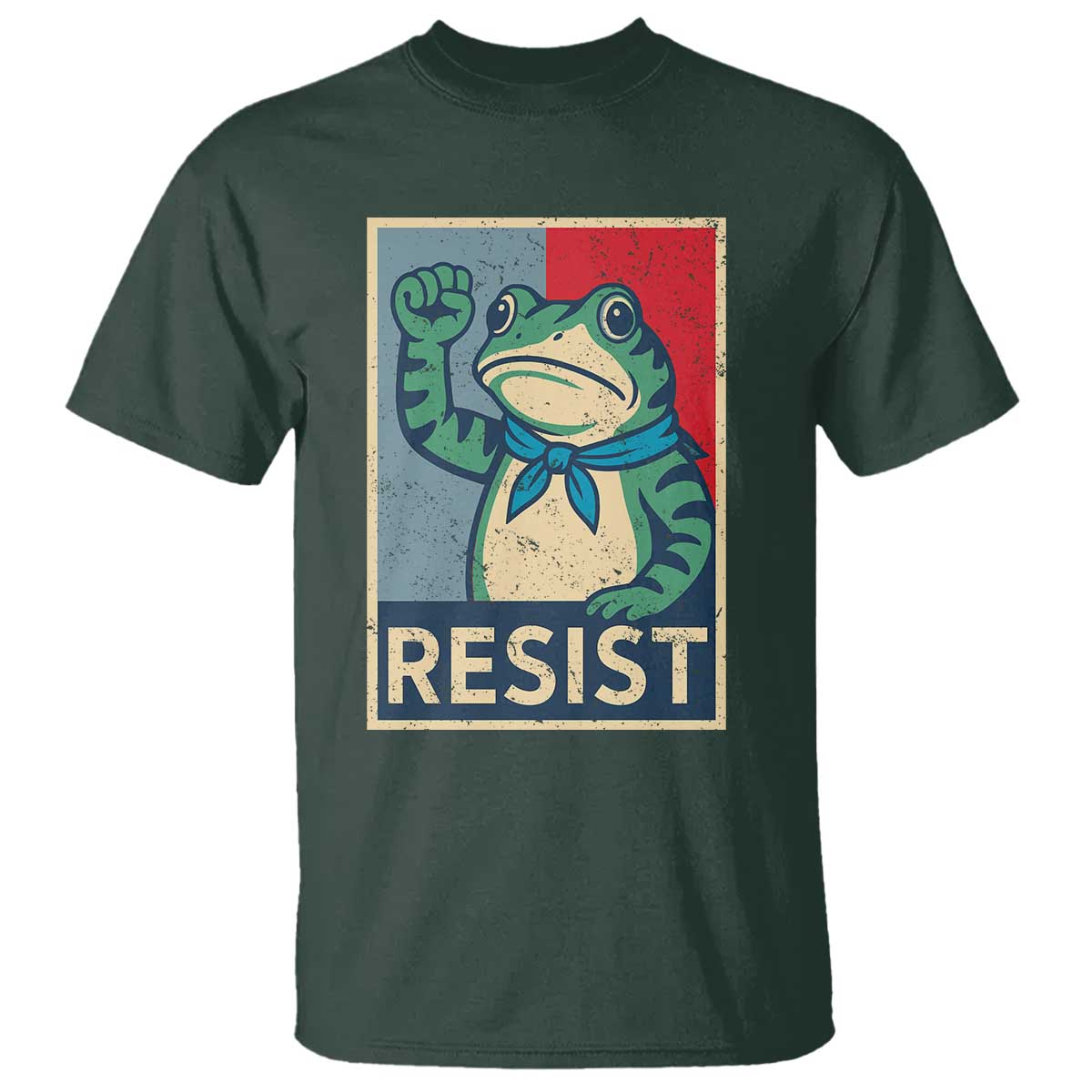 Frog Resist T Shirt Portland Frog Raised Fist Poster Graphic TS11 Dark Forest Green Print Your Wear