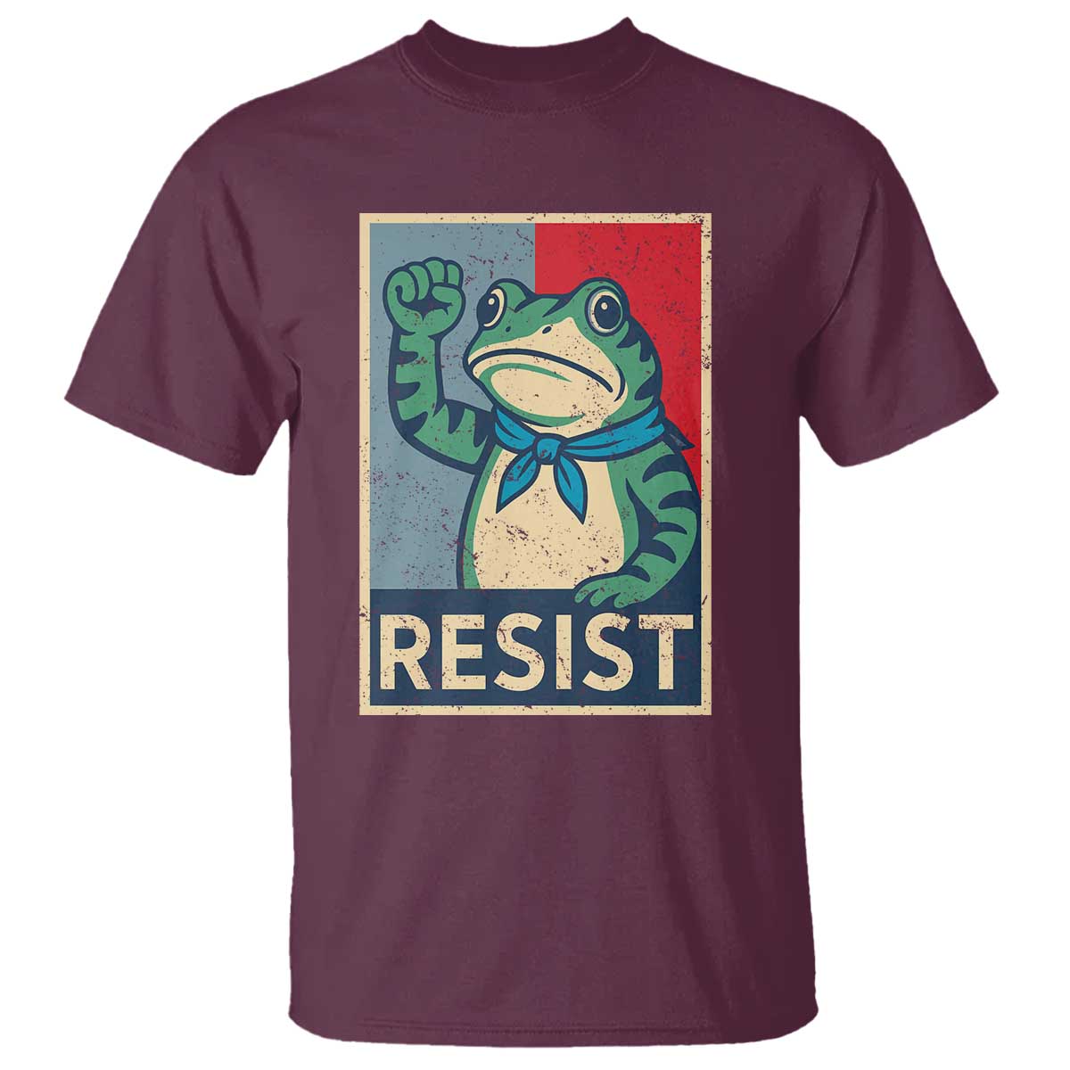 Frog Resist T Shirt Portland Frog Raised Fist Poster Graphic TS11 Maroon Print Your Wear