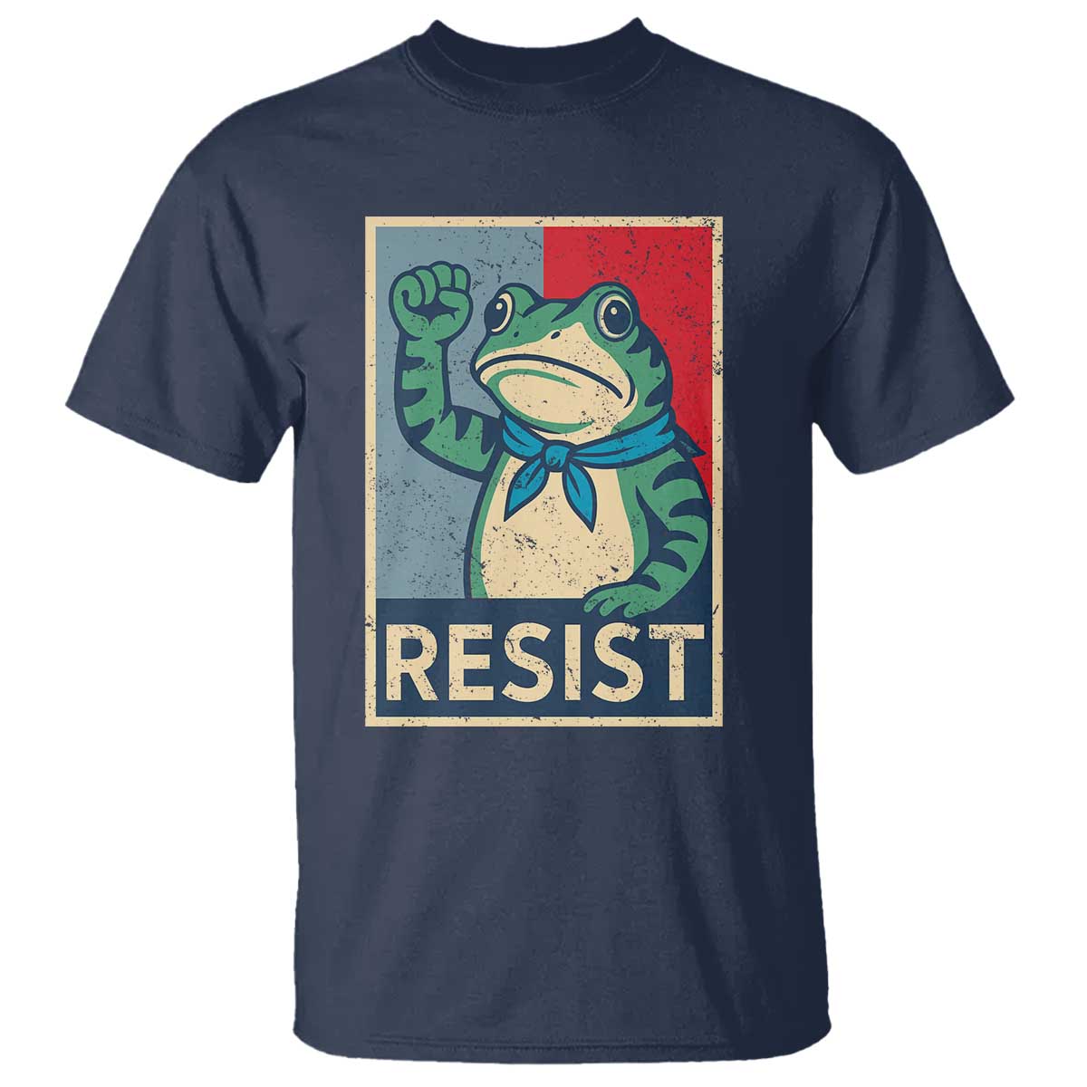 Frog Resist T Shirt Portland Frog Raised Fist Poster Graphic TS11 Navy Print Your Wear