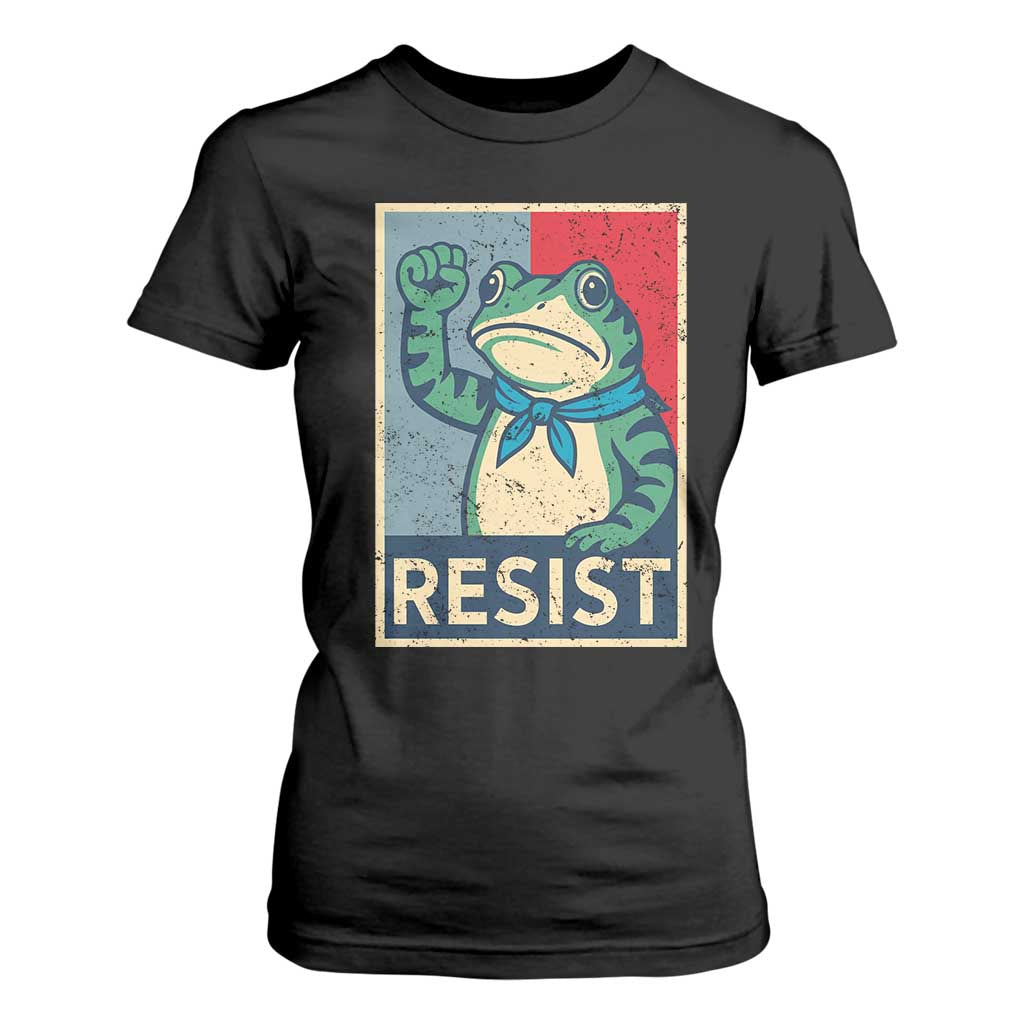 Frog Resist T Shirt For Women Portland Frog Raised Fist Poster Graphic TS11 Black Print Your Wear