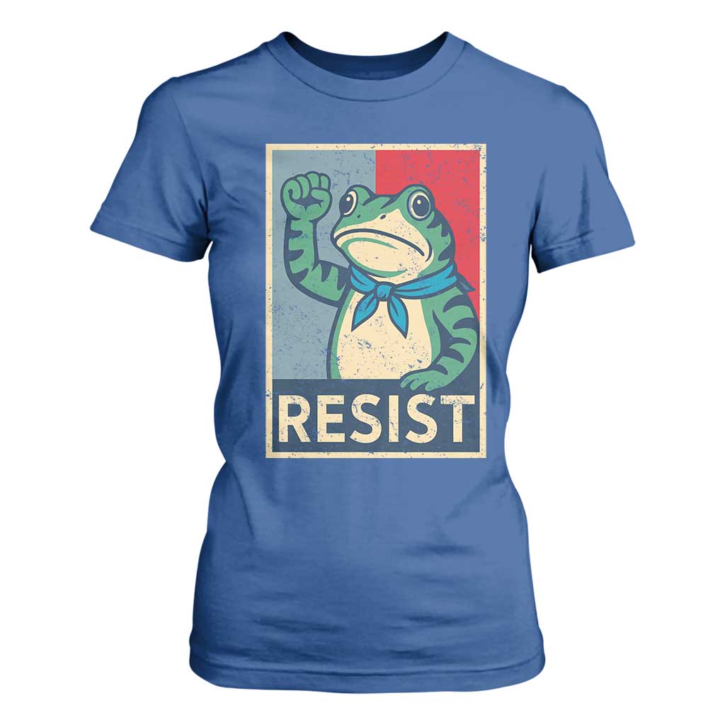 Frog Resist T Shirt For Women Portland Frog Raised Fist Poster Graphic TS11 Royal Blue Print Your Wear