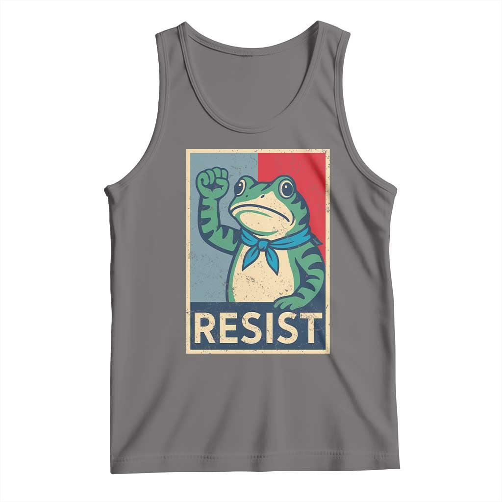 Frog Resist Tank Top Portland Frog Raised Fist Poster Graphic TS11 Deep Heather Print Your Wear