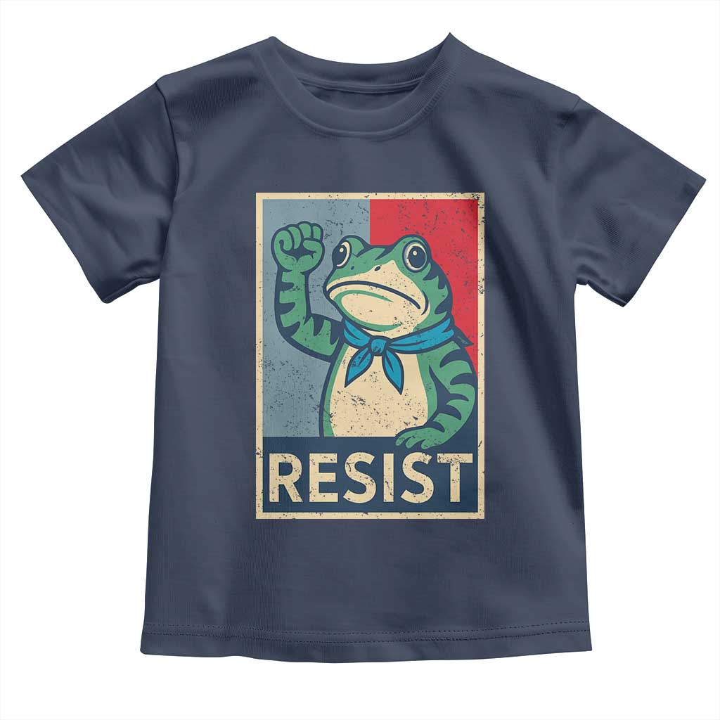Frog Resist Toddler T Shirt Portland Frog Raised Fist Poster Graphic TS11 Navy Print Your Wear