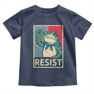 Frog Resist Toddler T Shirt Portland Frog Raised Fist Poster Graphic TS11 Navy Print Your Wear