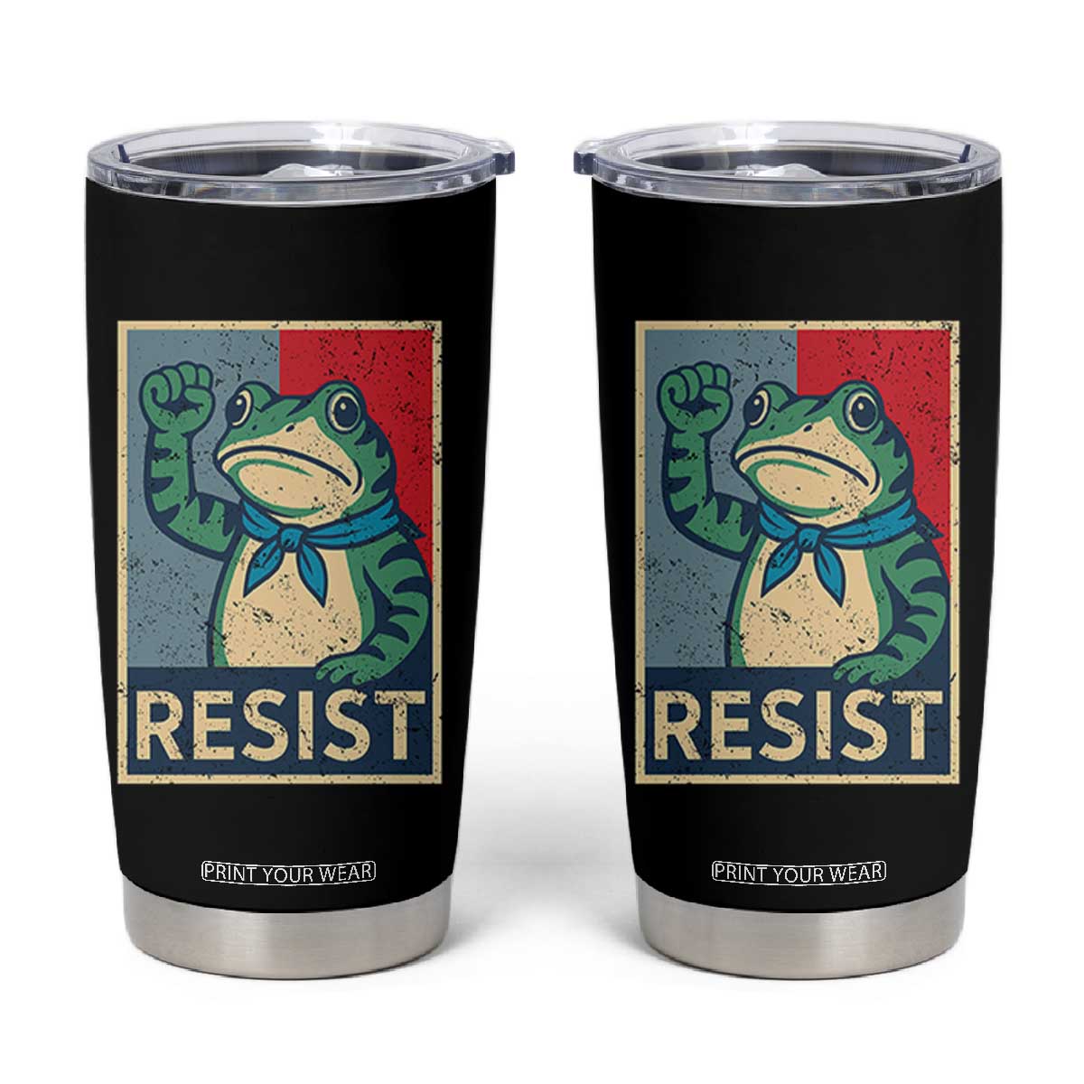 Frog Resist Tumbler Cup Portland Frog Raised Fist Poster Graphic TS11 Black Print Your Wear