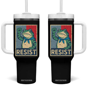 Frog Resist Tumbler With Handle Portland Frog Raised Fist Poster Graphic TS11 One Size: 40 oz Black Print Your Wear