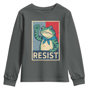 Frog Resist Youth Sweatshirt Portland Frog Raised Fist Poster Graphic TS11 Dark Heather Print Your Wear