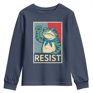 Frog Resist Youth Sweatshirt Portland Frog Raised Fist Poster Graphic TS11 Navy Print Your Wear