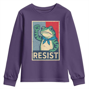 Frog Resist Youth Sweatshirt Portland Frog Raised Fist Poster Graphic TS11 Purple Print Your Wear