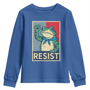 Frog Resist Youth Sweatshirt Portland Frog Raised Fist Poster Graphic TS11 Royal Blue Print Your Wear