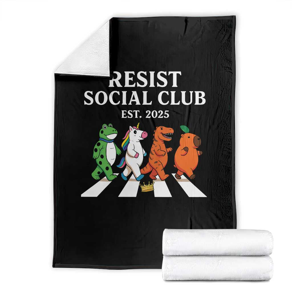 Resist Social Club 2025 Throw Blanket Portland Frog Animals Mascot Walking TS11 Black Print Your Wear