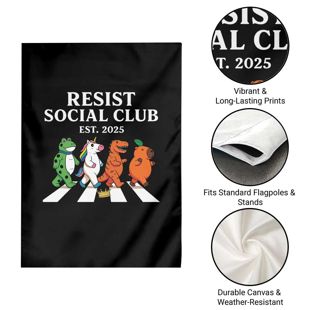 Resist Social Club 2025 Garden Flag Portland Frog Animals Mascot Walking TS11 Print Your Wear