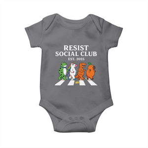 Resist Social Club 2025 Baby Onesie Portland Frog Animals Mascot Walking TS11 Charcoal Print Your Wear