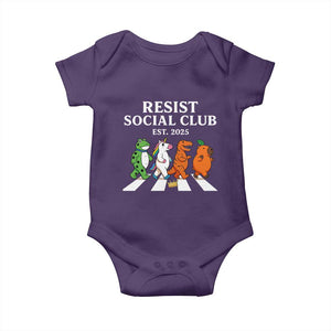 Resist Social Club 2025 Baby Onesie Portland Frog Animals Mascot Walking TS11 Purple Print Your Wear