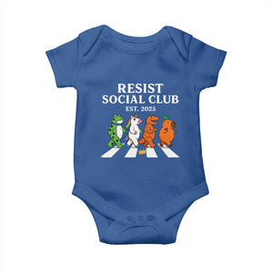 Resist Social Club 2025 Baby Onesie Portland Frog Animals Mascot Walking TS11 Royal Blue Print Your Wear