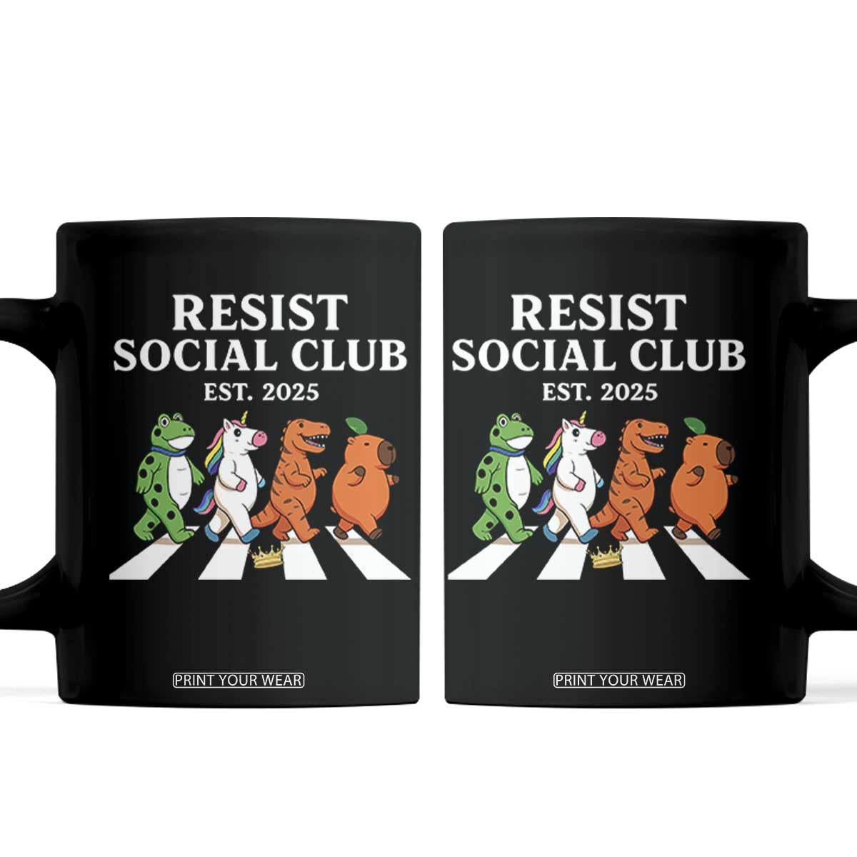Resist Social Club 2025 Coffee Mug Portland Frog Animals Mascot Walking TS11 Black Print Your Wear