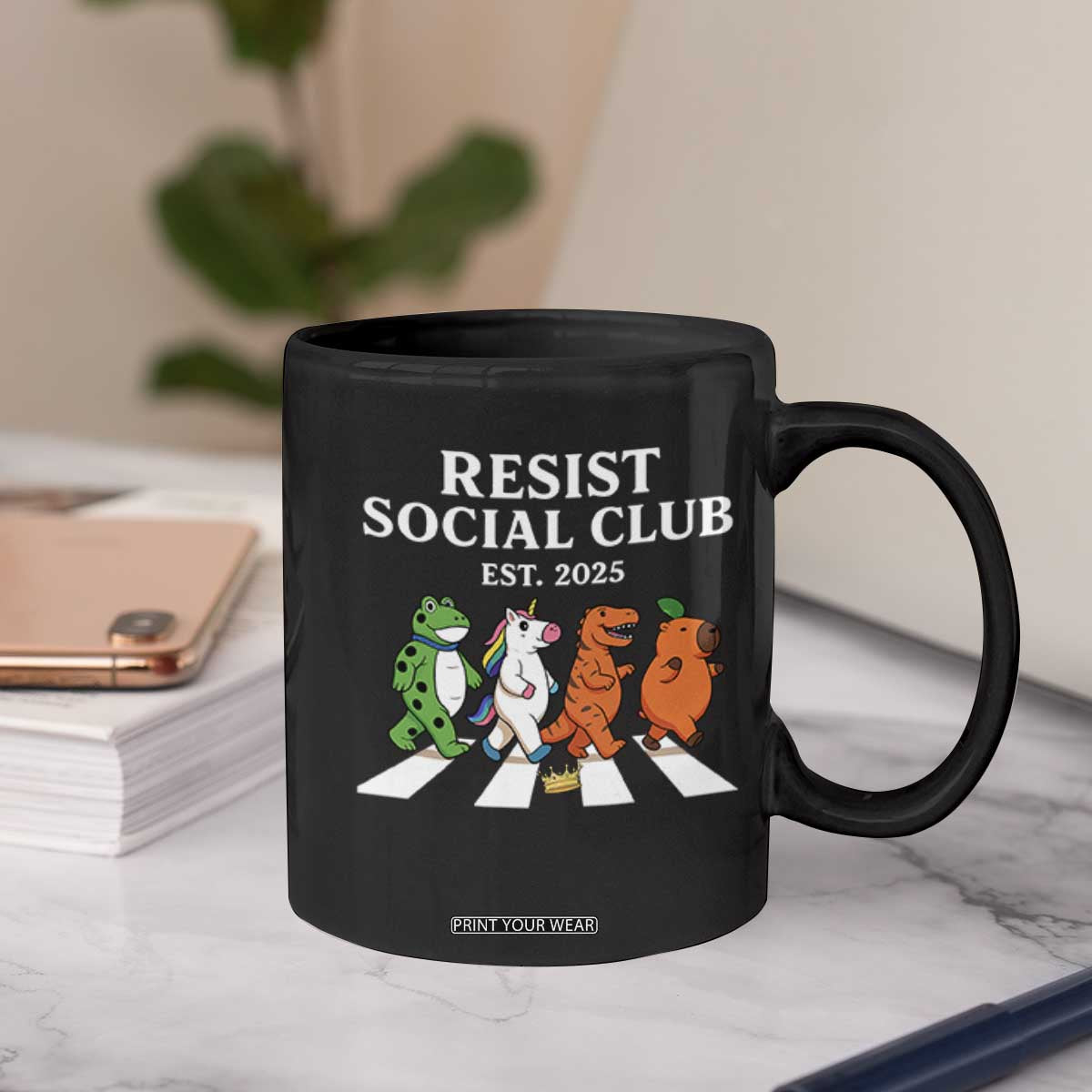 Resist Social Club 2025 Coffee Mug Portland Frog Animals Mascot Walking TS11 Print Your Wear