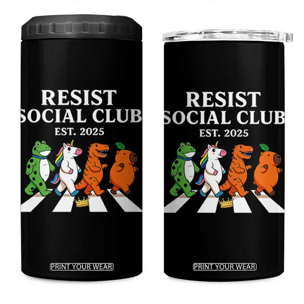 Resist Social Club 2025 4 in 1 Can Cooler Tumbler Portland Frog Animals Mascot Walking TS11 One Size: 16 oz Black Print Your Wear
