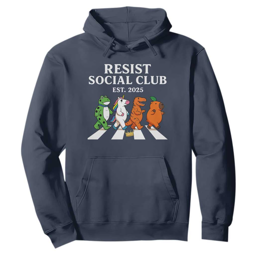Resist Social Club 2025 Hoodie Portland Frog Animals Mascot Walking TS11 Navy Print Your Wear