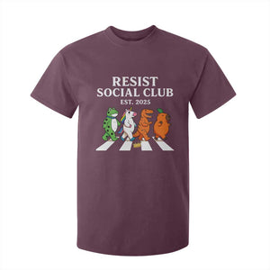 Resist Social Club 2025 T Shirt For Kid Portland Frog Animals Mascot Walking TS11 Maroon Print Your Wear