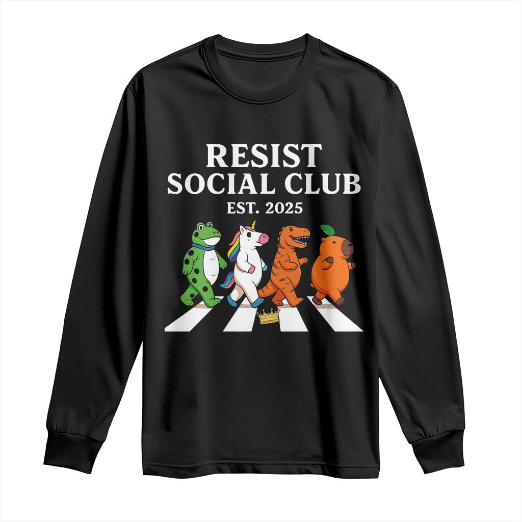 Resist Social Club 2025 Long Sleeve Shirt Portland Frog Animals Mascot Walking TS11 Black Print Your Wear