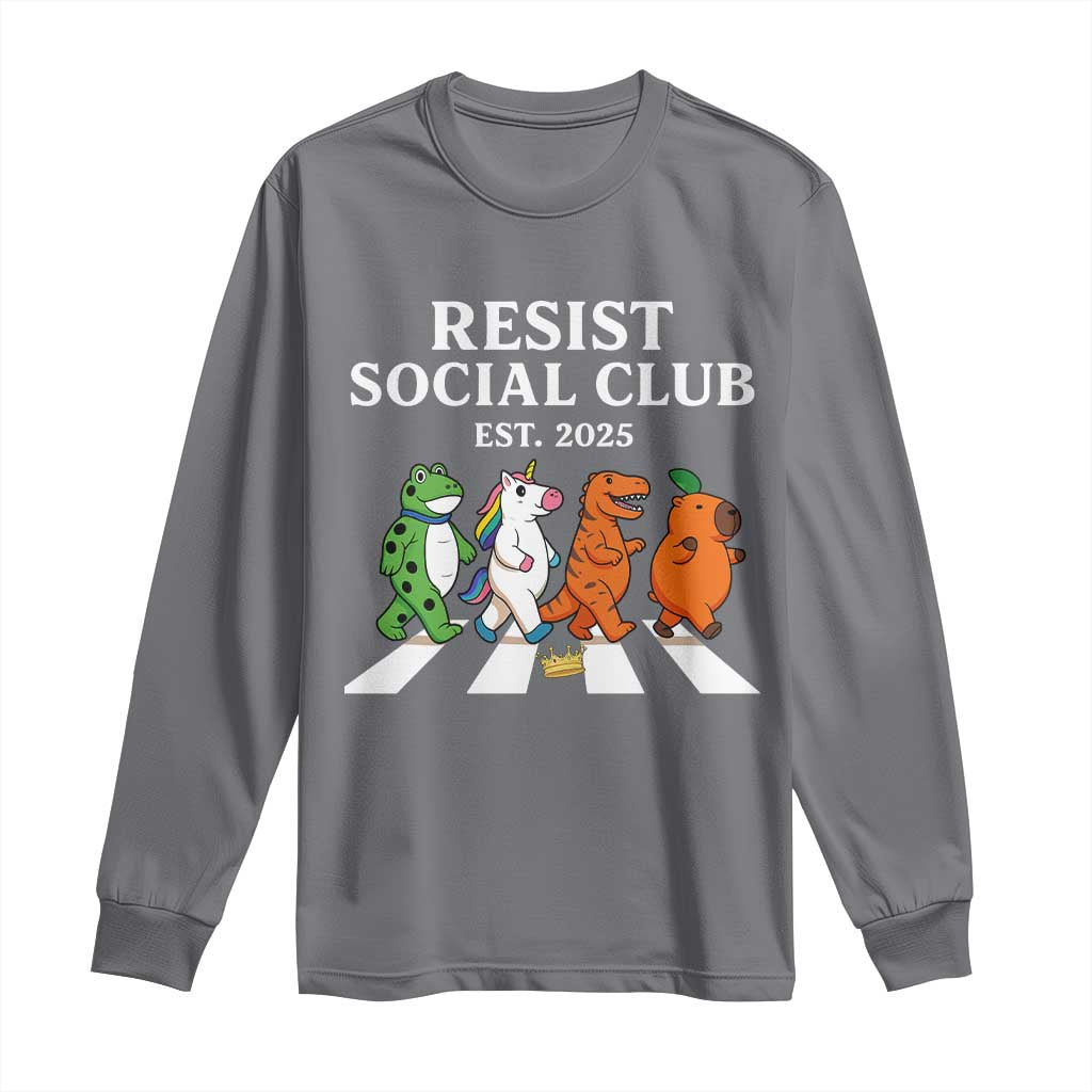 Resist Social Club 2025 Long Sleeve Shirt Portland Frog Animals Mascot Walking TS11 Charcoal Print Your Wear