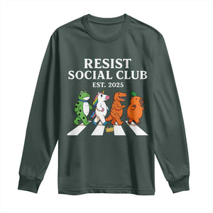 Resist Social Club 2025 Long Sleeve Shirt Portland Frog Animals Mascot Walking TS11 Dark Forest Green Print Your Wear