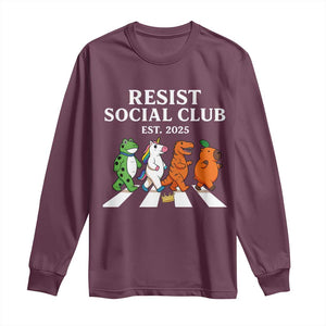 Resist Social Club 2025 Long Sleeve Shirt Portland Frog Animals Mascot Walking TS11 Maroon Print Your Wear
