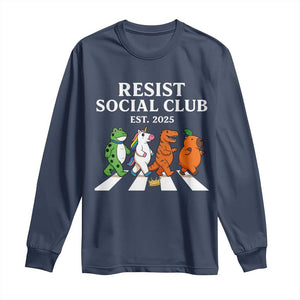 Resist Social Club 2025 Long Sleeve Shirt Portland Frog Animals Mascot Walking TS11 Navy Print Your Wear