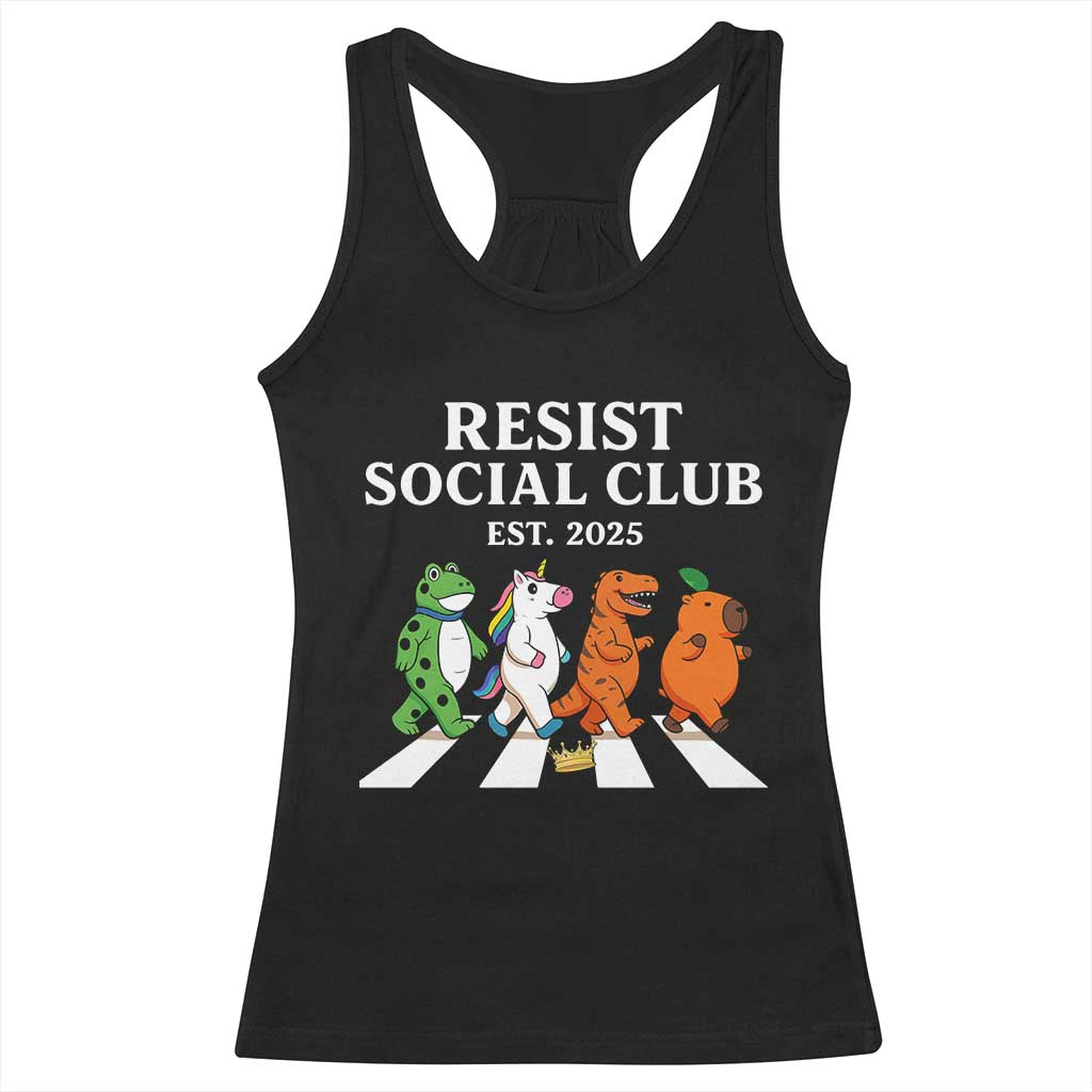 Resist Social Club 2025 Racerback Tank Top Portland Frog Animals Mascot Walking TS11 Black Print Your Wear