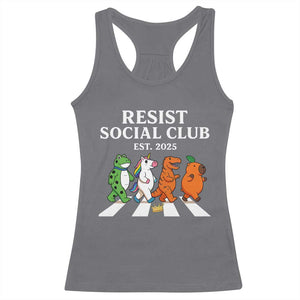 Resist Social Club 2025 Racerback Tank Top Portland Frog Animals Mascot Walking TS11 Charcoal Print Your Wear