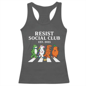 Resist Social Club 2025 Racerback Tank Top Portland Frog Animals Mascot Walking TS11 Dark Heather Print Your Wear