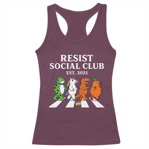 Resist Social Club 2025 Racerback Tank Top Portland Frog Animals Mascot Walking TS11 Maroon Print Your Wear