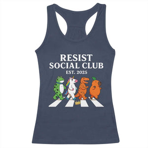 Resist Social Club 2025 Racerback Tank Top Portland Frog Animals Mascot Walking TS11 Navy Print Your Wear